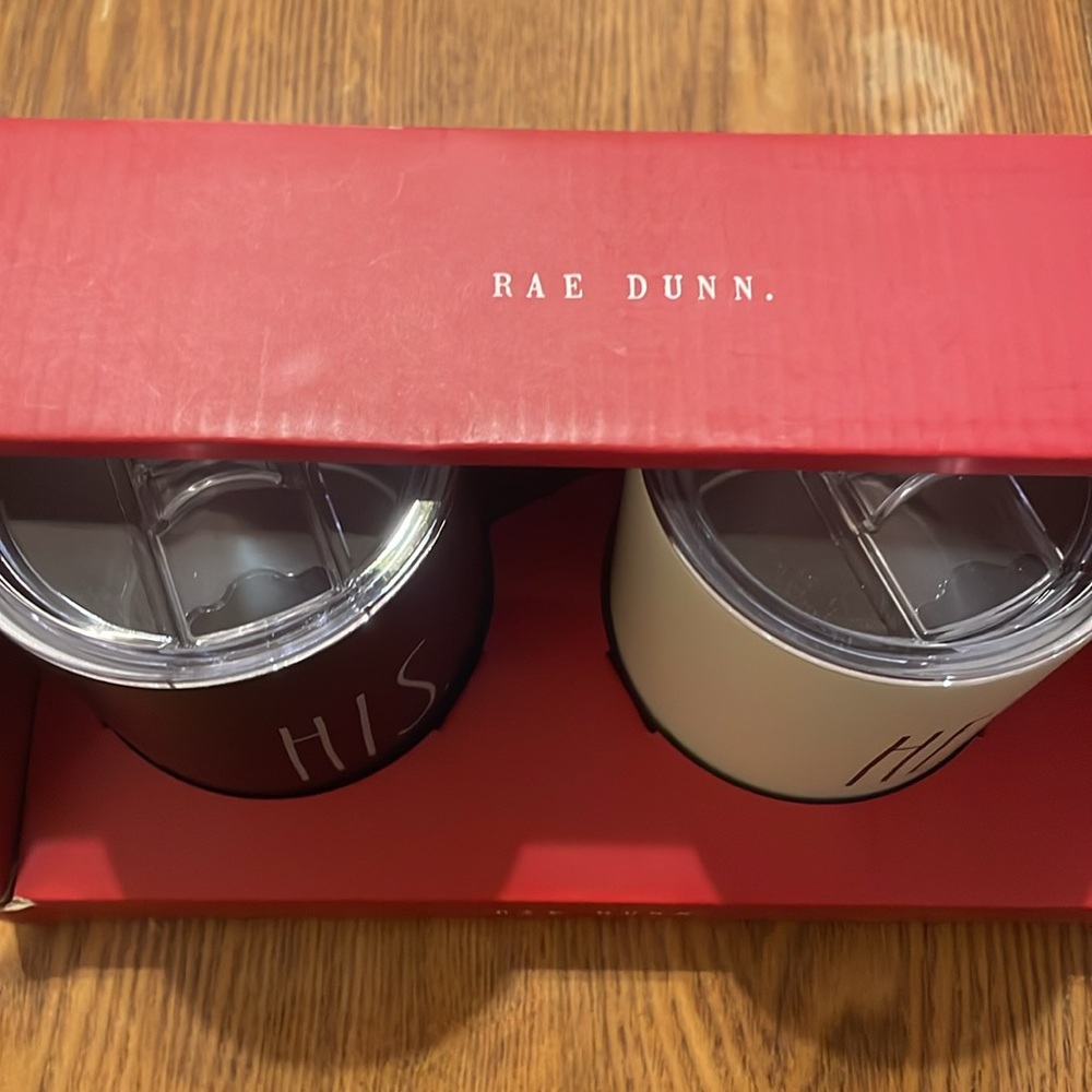 Rae Dunn Black and White His & Hers Stainless Steel Travel Mugs (NWT) - Picture 5 of 6